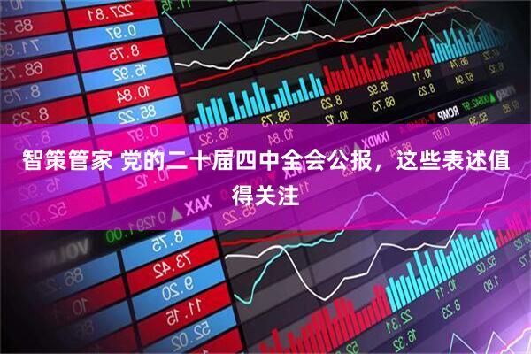 智策管家 党的二十届四中全会公报，这些表述值得关注
