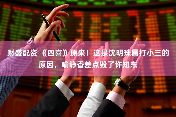 财盛配资 《四喜》原来！这是沈明珠暴打小三的原因，喻静香差点毁了许知东